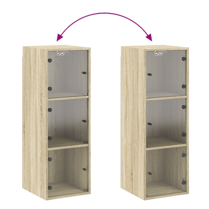 Mobile a Muro con Ante in Vetro Rovere Sonoma 35x37x100 cm | homemem39