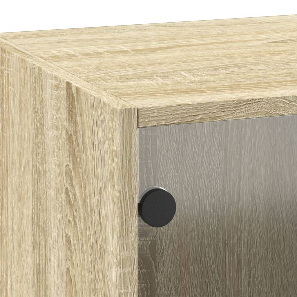 Mobile a Muro con Ante in Vetro Rovere Sonoma 35x37x100 cm | homemem39