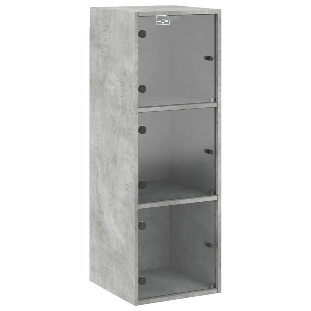 Mobile a Muro con Ante in Vetro Grigio Cemento 35x37x100 cm | homemem39