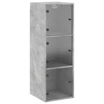 Mobile a Muro con Ante in Vetro Grigio Cemento 35x37x100 cm | homemem39