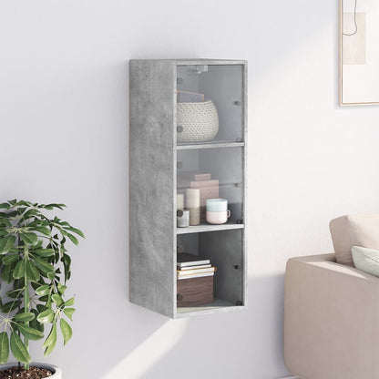 Mobile a Muro con Ante in Vetro Grigio Cemento 35x37x100 cm | homemem39
