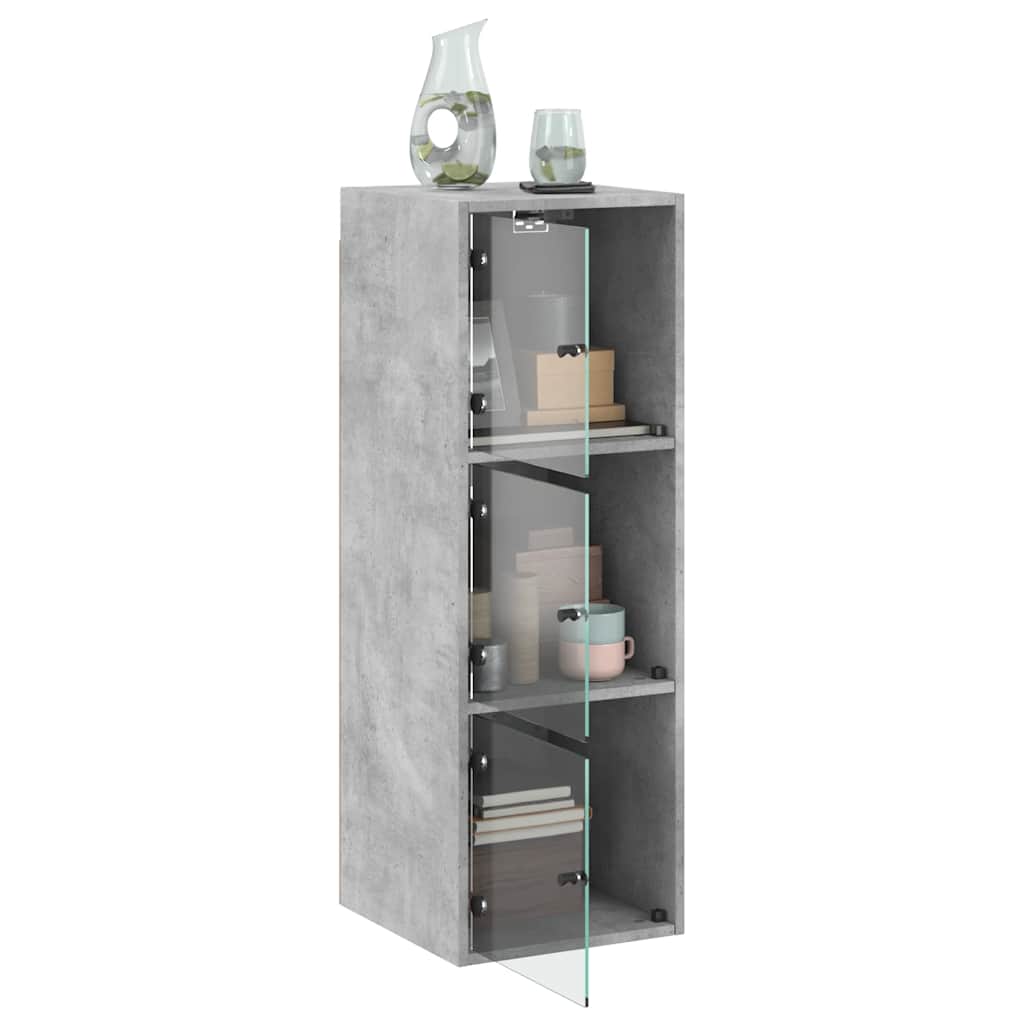 Mobile a Muro con Ante in Vetro Grigio Cemento 35x37x100 cm | homemem39