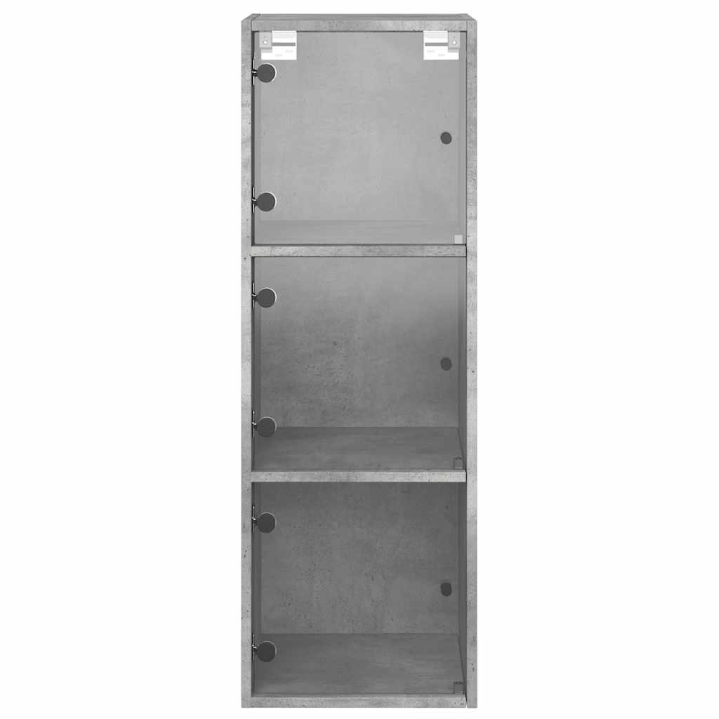 Mobile a Muro con Ante in Vetro Grigio Cemento 35x37x100 cm | homemem39