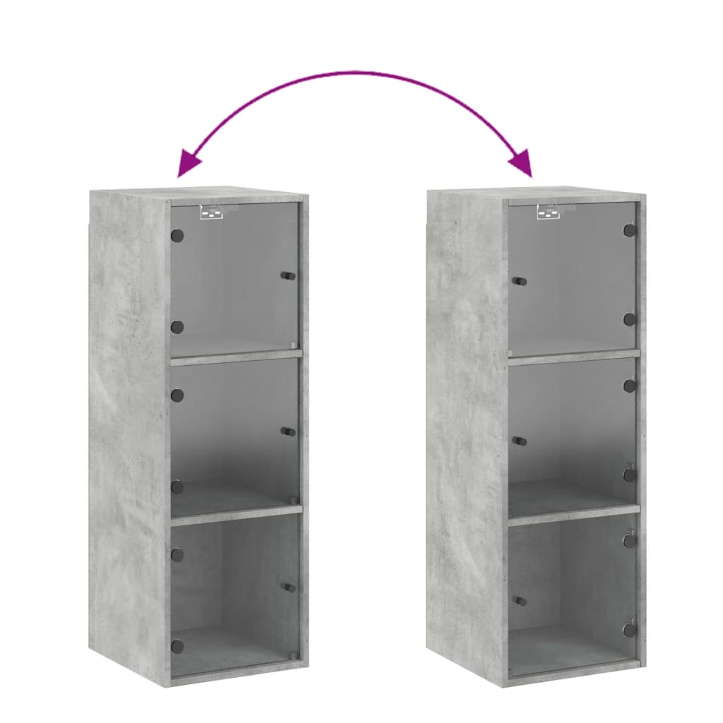 Mobile a Muro con Ante in Vetro Grigio Cemento 35x37x100 cm | homemem39