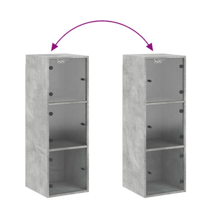 Mobile a Muro con Ante in Vetro Grigio Cemento 35x37x100 cm | homemem39