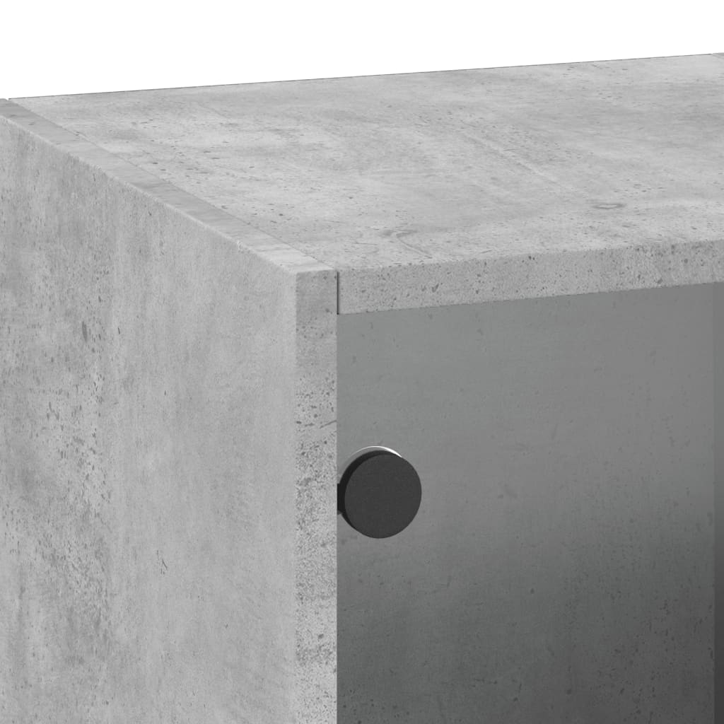 Mobile a Muro con Ante in Vetro Grigio Cemento 35x37x100 cm | homemem39