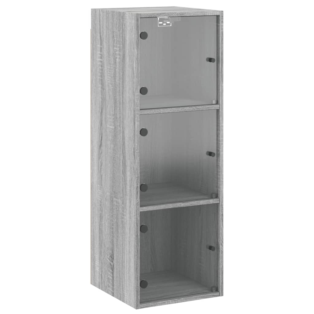 Mobile a Muro con Ante in Vetro Grigio Sonoma 35x37x100 cm | homemem39
