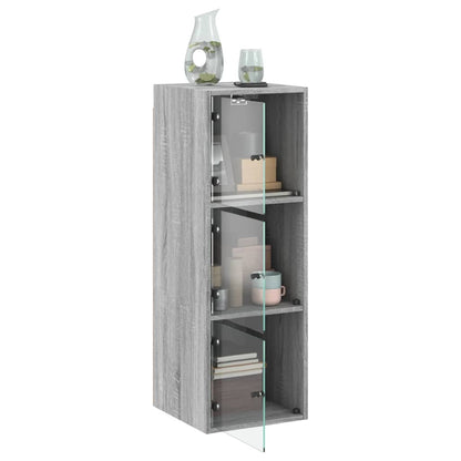 Mobile a Muro con Ante in Vetro Grigio Sonoma 35x37x100 cm | homemem39