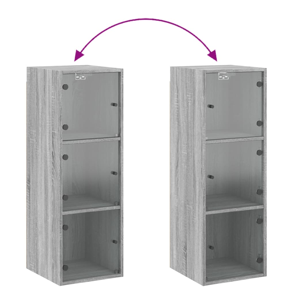 Mobile a Muro con Ante in Vetro Grigio Sonoma 35x37x100 cm | homemem39