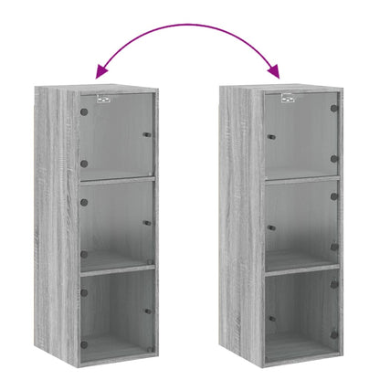 Mobile a Muro con Ante in Vetro Grigio Sonoma 35x37x100 cm | homemem39
