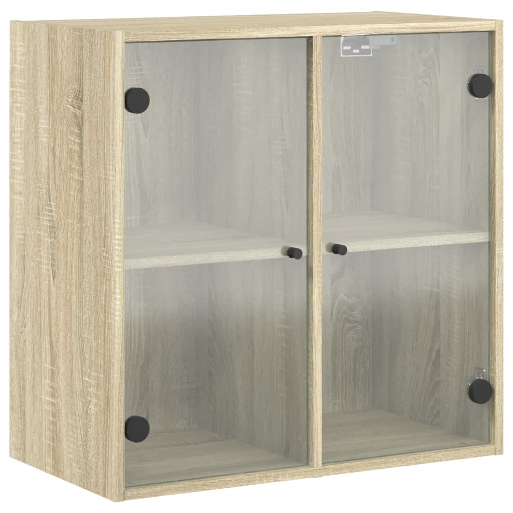 Mobile a Muro con Ante in Vetro Rovere Sonoma 68x37x68,5 cm | homemem39