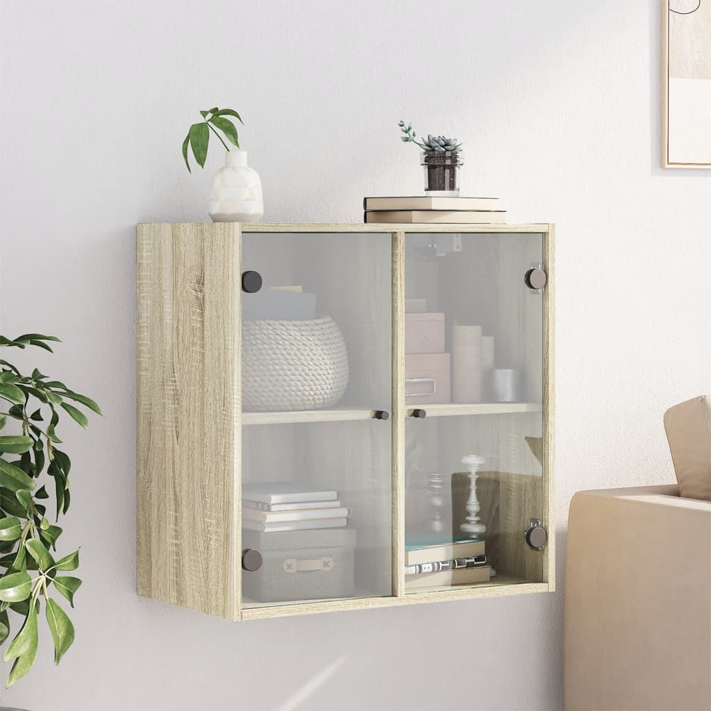 Mobile a Muro con Ante in Vetro Rovere Sonoma 68x37x68,5 cm | homemem39