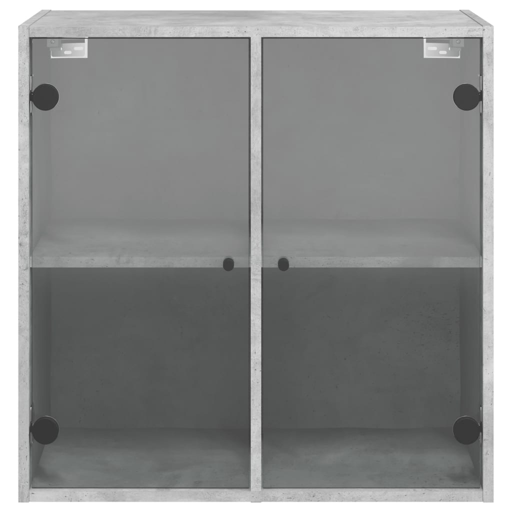 Mobile a Muro con Ante in Vetro Grigio Cemento 68x37x68,5 cm | homemem39