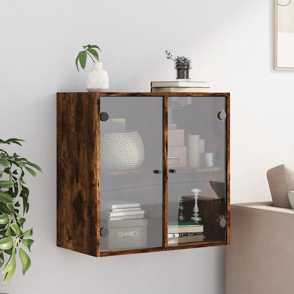 Mobile a Muro con Ante in Vetro Rovere Fumo 68x37x68,5 cm | homemem39