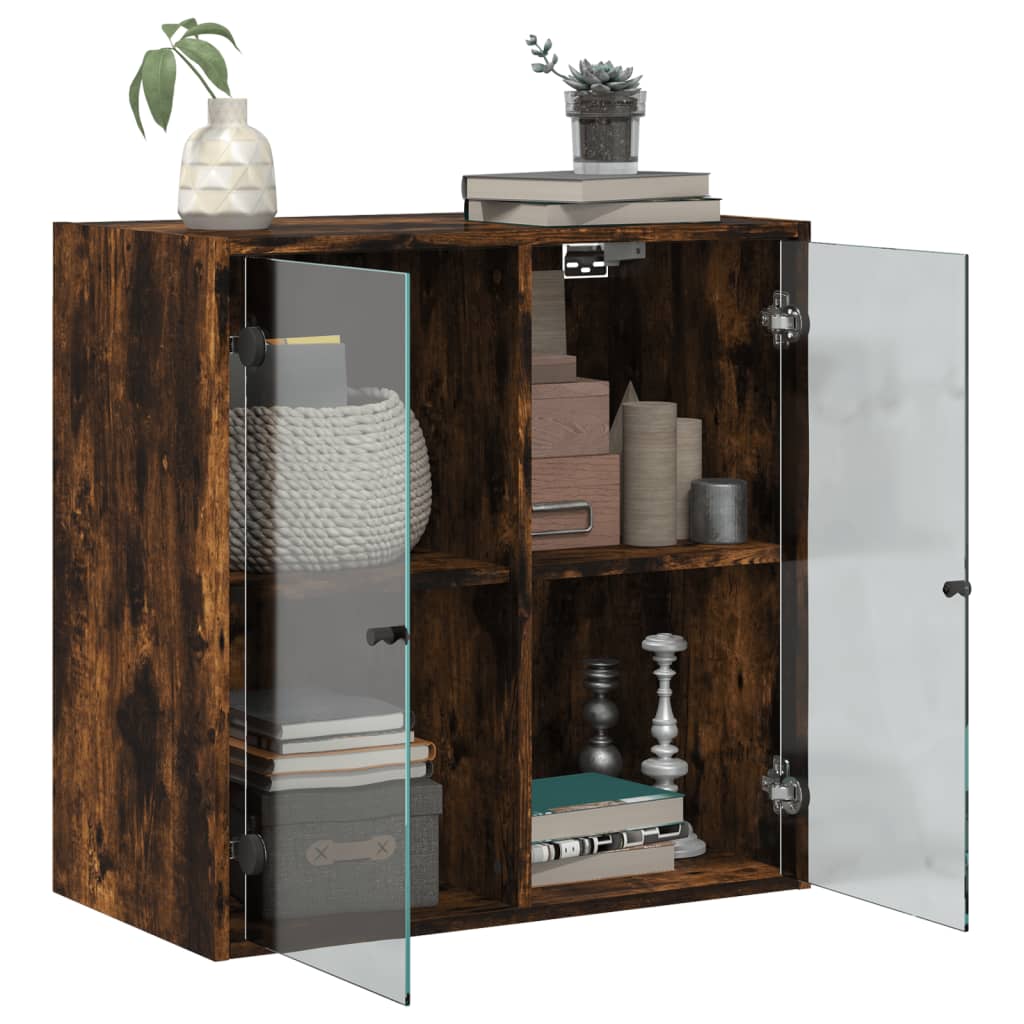 Mobile a Muro con Ante in Vetro Rovere Fumo 68x37x68,5 cm | homemem39