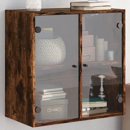 Mobile a Muro con Ante in Vetro Rovere Fumo 68x37x68,5 cm | homemem39