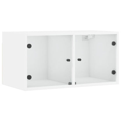 Mobile a Muro con Ante in Vetro Bianco 68,5x37x35 cm | homemem39