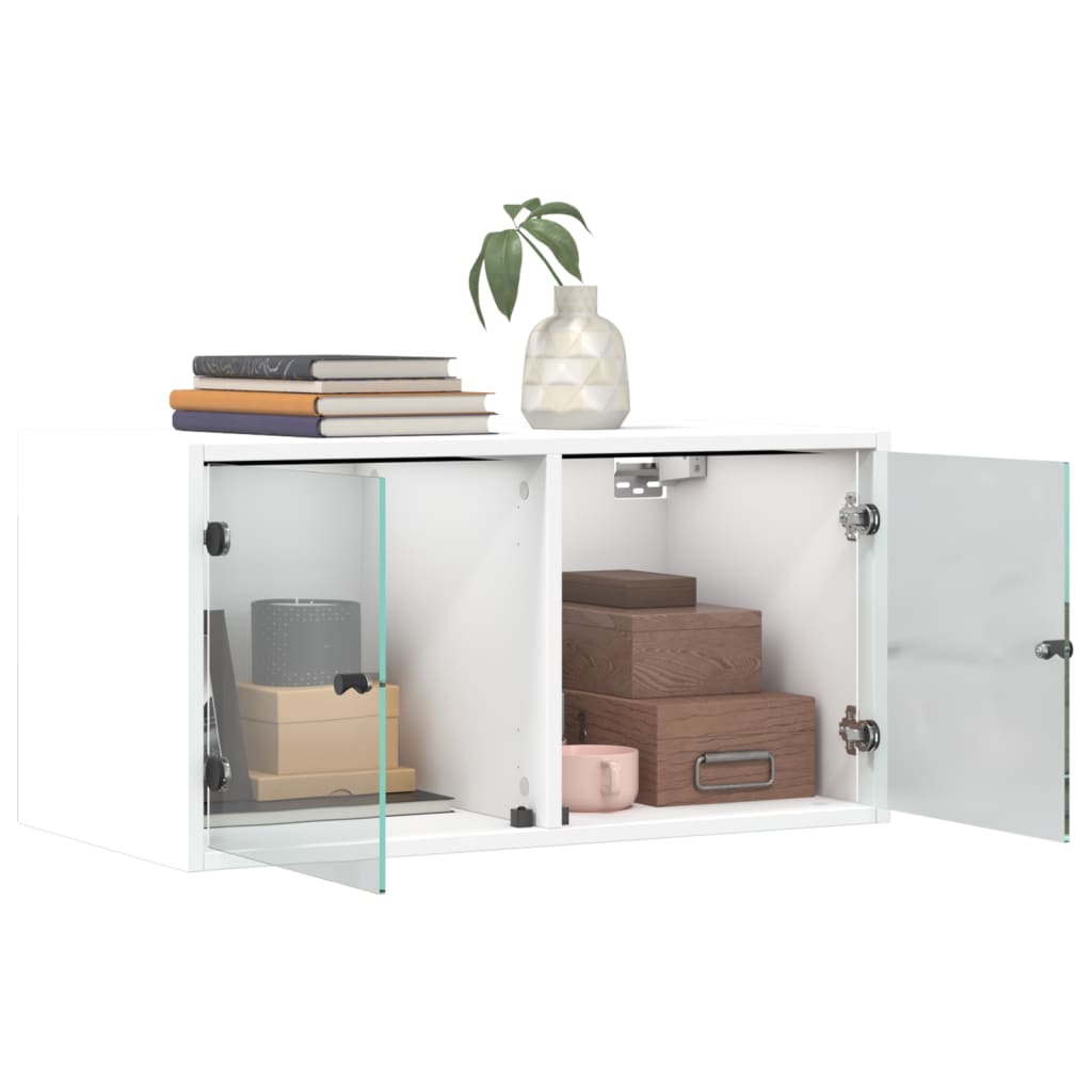 Mobili a Muro con Ante in Vetro 2pz Bianco 68,5x37x35 cm | homemem39