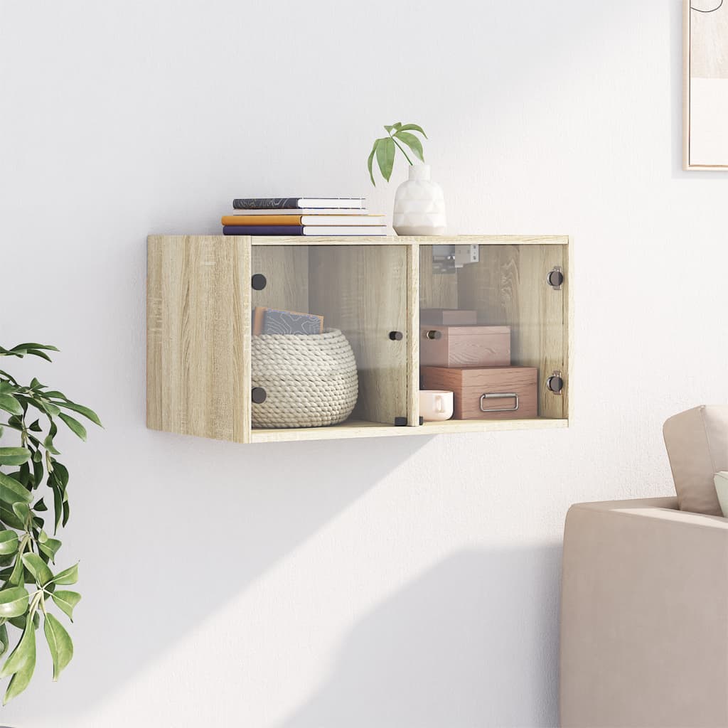 Mobile a Muro con Ante in Vetro Rovere Sonoma 68,5x37x35 cm | homemem39