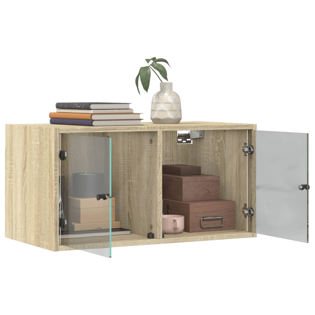 Mobili a Muro con Ante in Vetro 2pz Rovere Sonoma 68,5x37x35 cm | homemem39