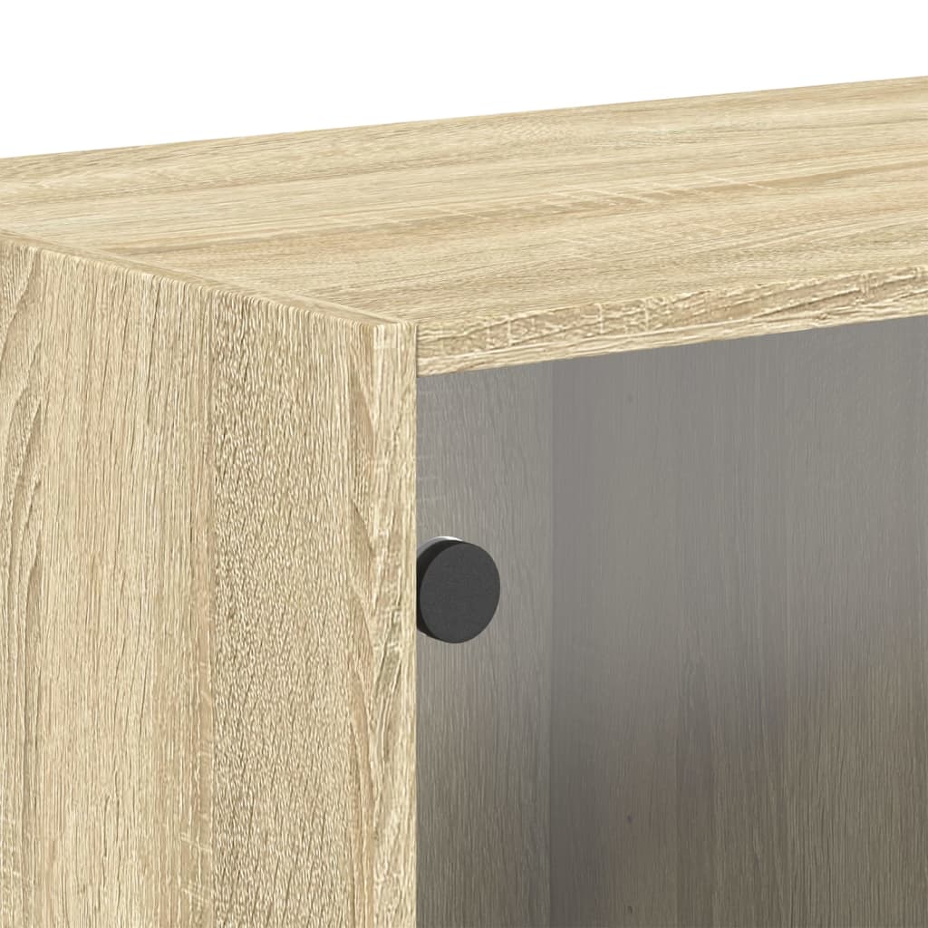 Mobili a Muro con Ante in Vetro 2pz Rovere Sonoma 68,5x37x35 cm | homemem39