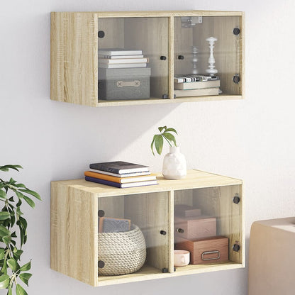 Mobili a Muro con Ante in Vetro 2pz 68,5x37x35 cm