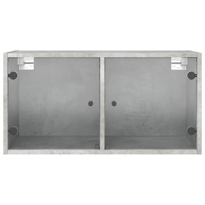 Mobile a Muro con Ante in Vetro Grigio Cemento 68,5x37x35 cm - homemem39