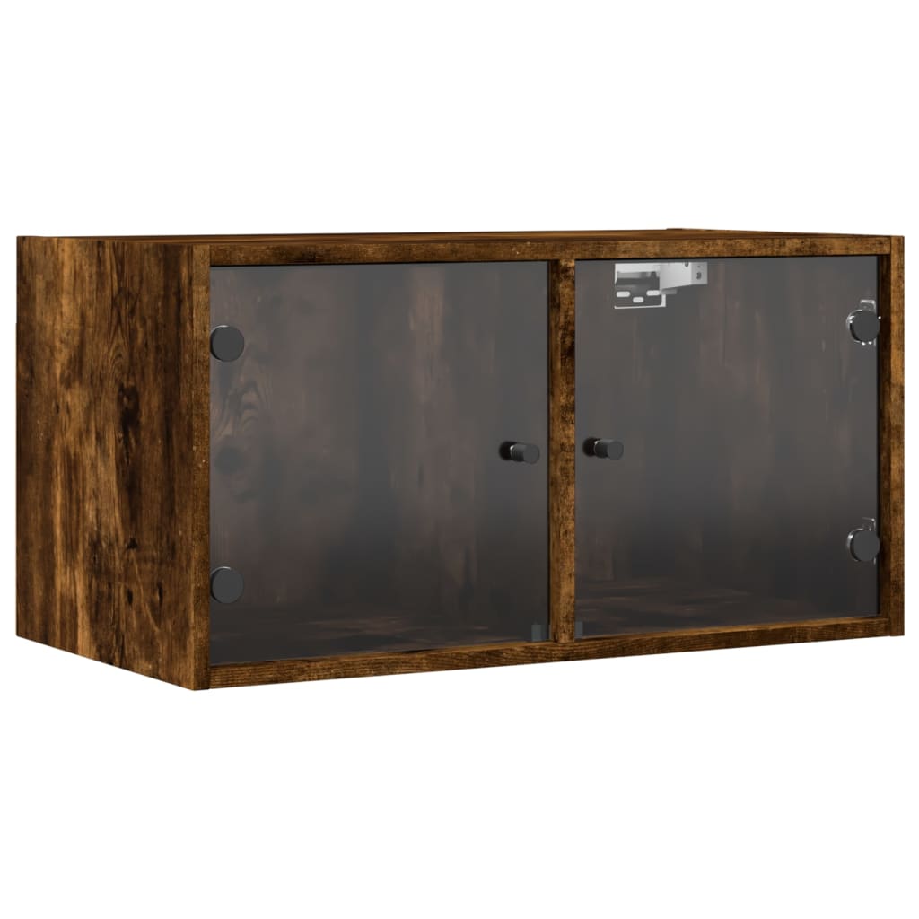 Mobile a Muro con Ante in Vetro Rovere Fumo 68,5x37x35 cm | homemem39