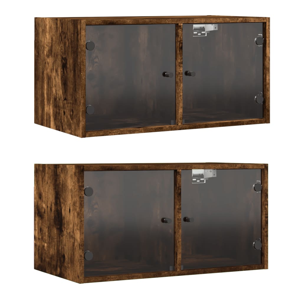 Mobili a Muro con Ante in Vetro 2pz 68,5x37x35 cm