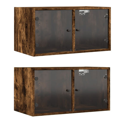 Mobili a Muro con Ante in Vetro 2pz 68,5x37x35 cm