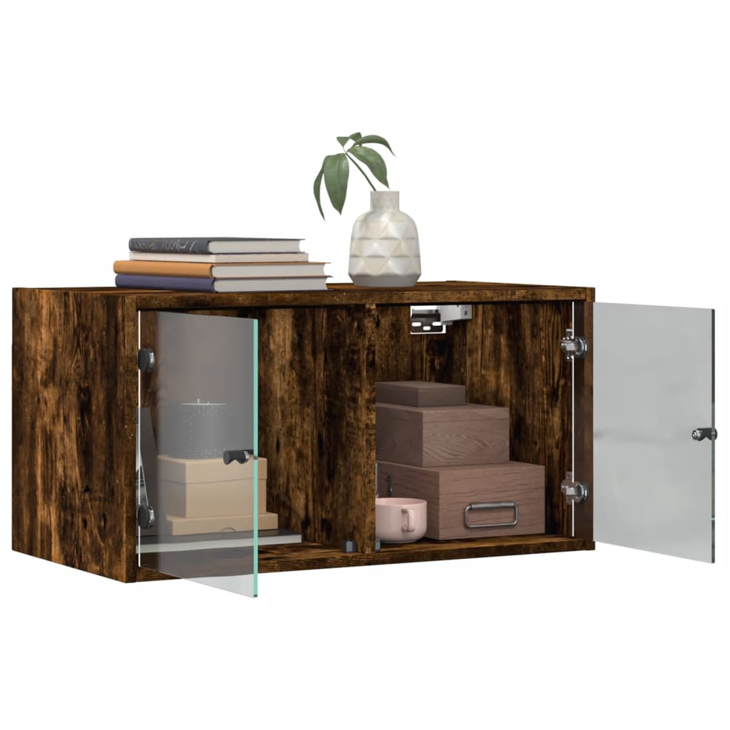 Mobili a Muro con Ante in Vetro 2pz Rovere Fumo 68,5x37x35 cm | homemem39