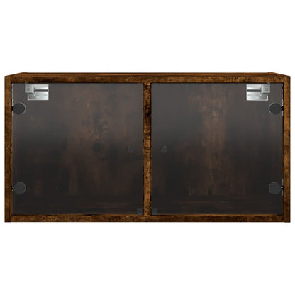Mobili a Muro con Ante in Vetro 2pz Rovere Fumo 68,5x37x35 cm | homemem39