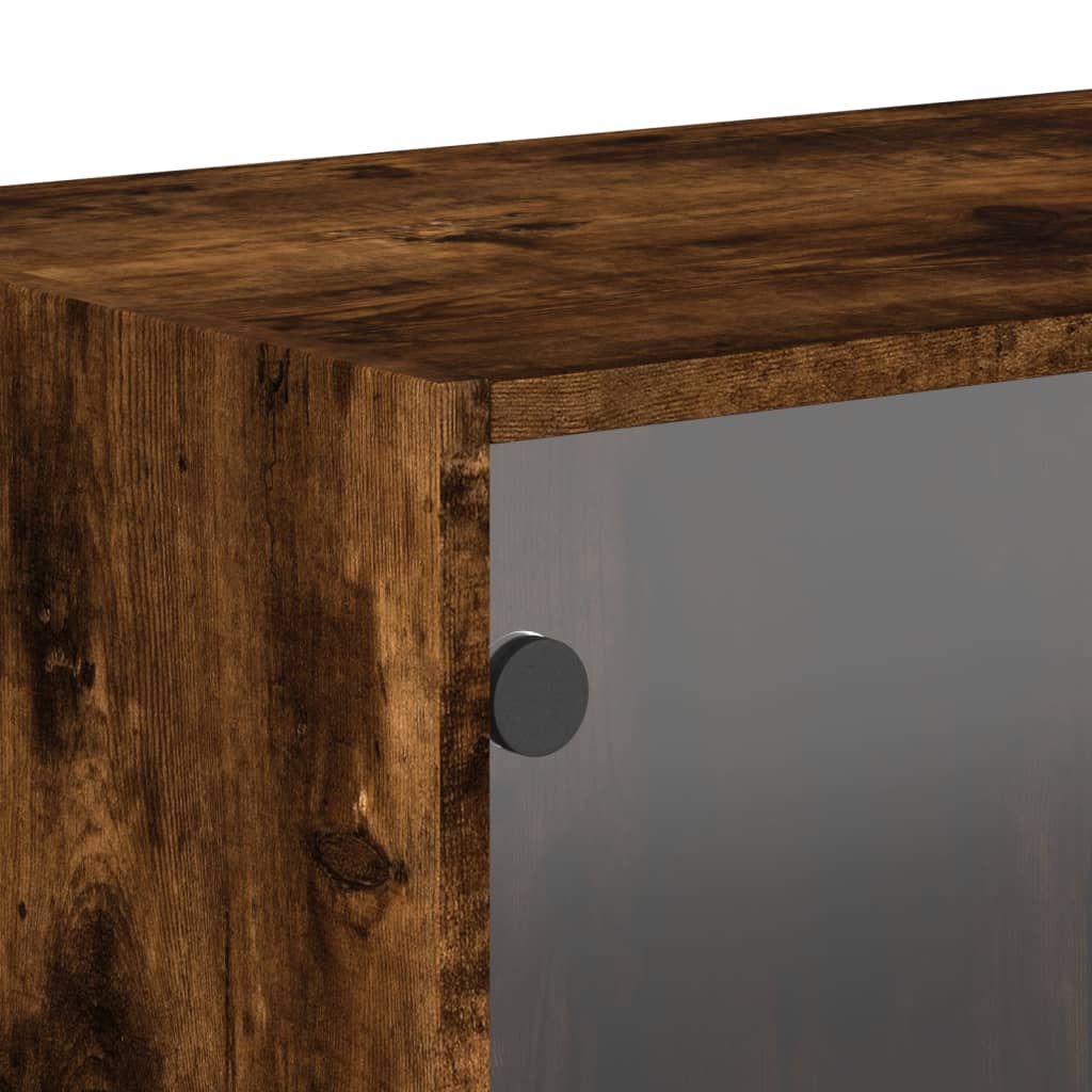 Mobili a Muro con Ante in Vetro 2pz Rovere Fumo 68,5x37x35 cm | homemem39
