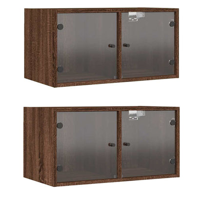 Mobili a Muro con Ante in Vetro 2pz 68,5x37x35 cm