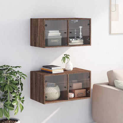 Mobili a Muro con Ante in Vetro 2pz 68,5x37x35 cm