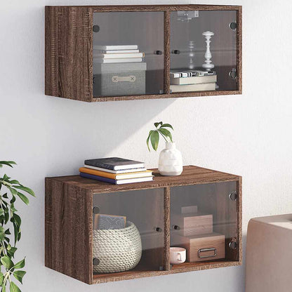 Mobili a Muro con Ante in Vetro 2pz 68,5x37x35 cm