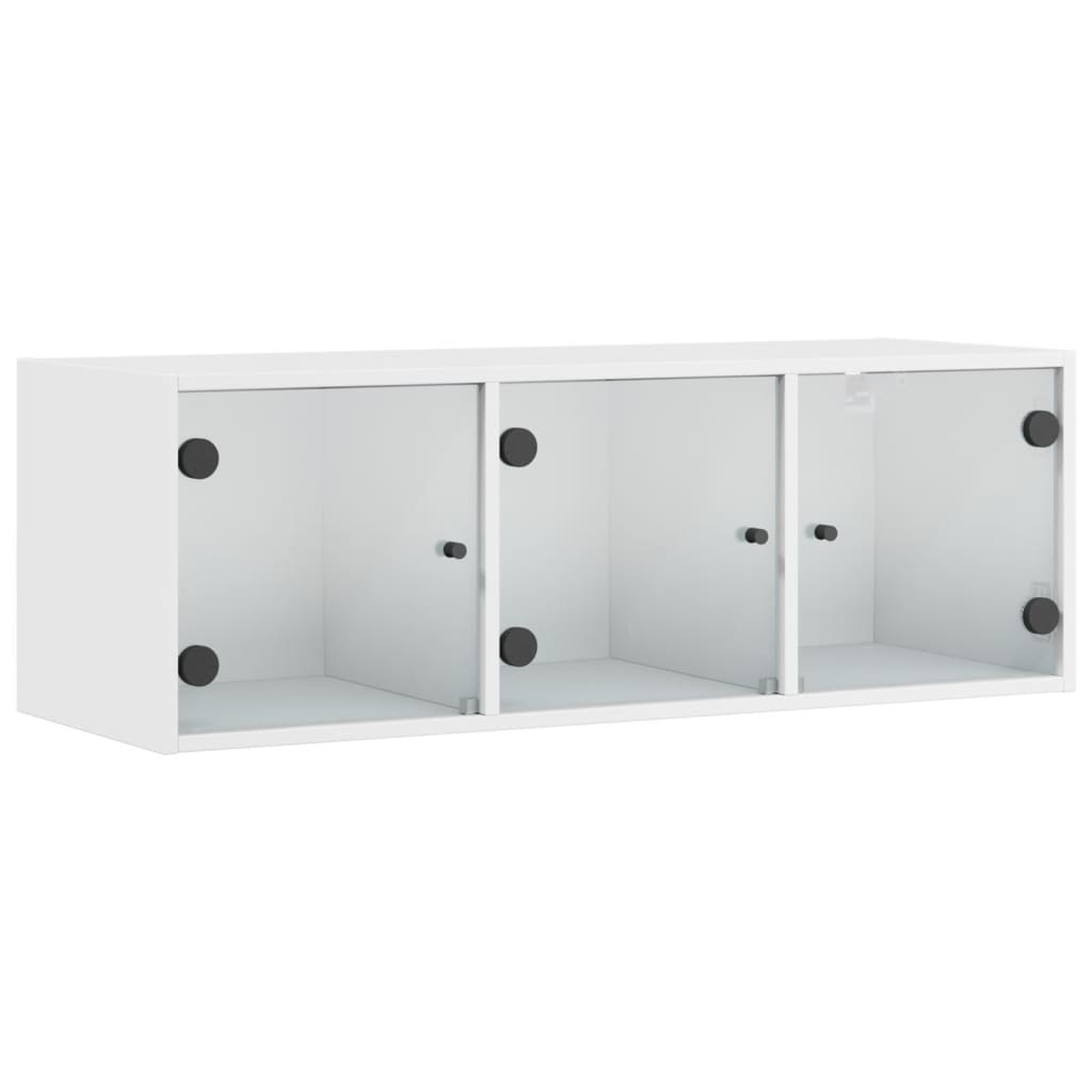 Mobile a Muro con Ante in Vetro Bianco 102x37x35 cm | homemem39