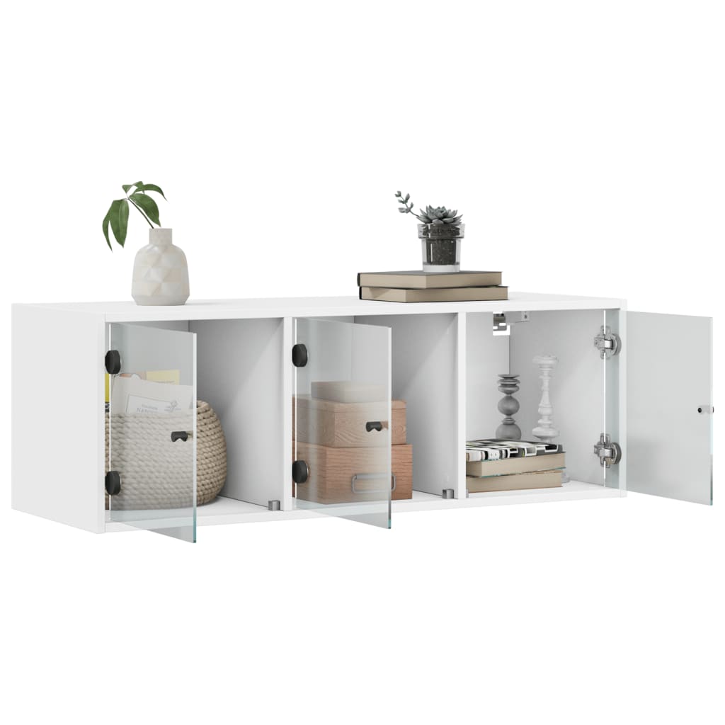 Mobile a Muro con Ante in Vetro Bianco 102x37x35 cm | homemem39