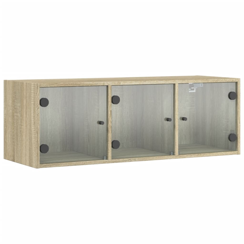 Mobile a Muro con Ante in Vetro Rovere Sonoma 102x37x35 cm | homemem39