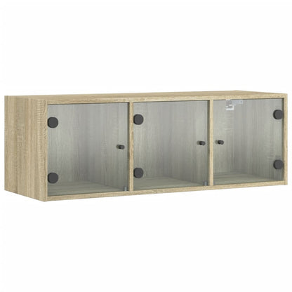 Mobile a Muro con Ante in Vetro Rovere Sonoma 102x37x35 cm | homemem39