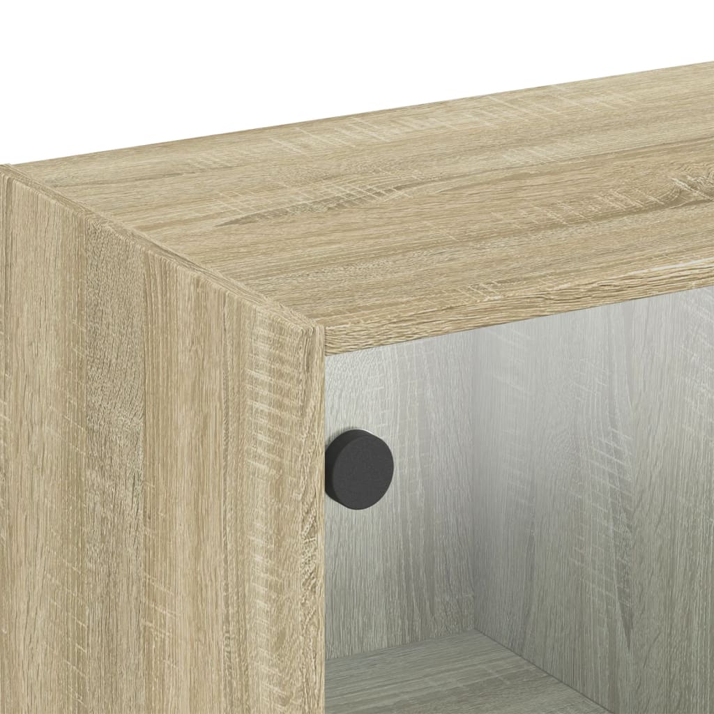 Mobile a Muro con Ante in Vetro Rovere Sonoma 102x37x35 cm | homemem39