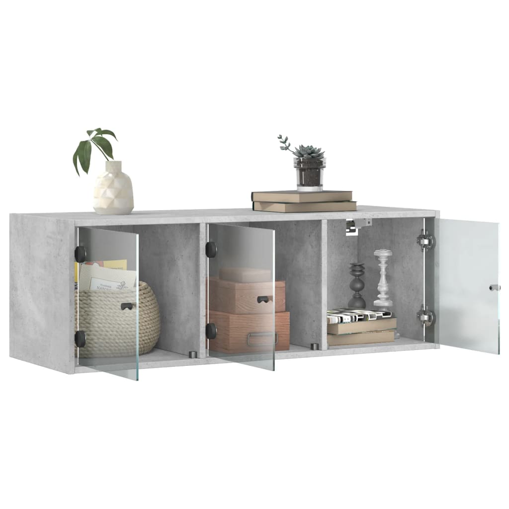 Mobile a Muro con Ante in Vetro Grigio Cemento 102x37x35 cm | homemem39