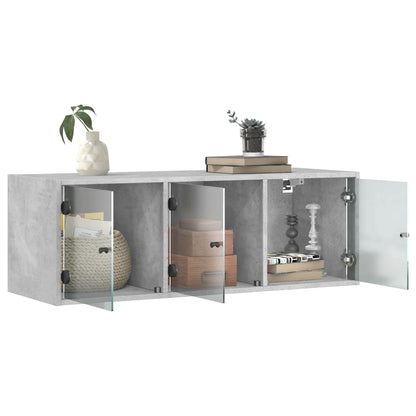 Mobile a Muro con Ante in Vetro Grigio Cemento 102x37x35 cm | homemem39