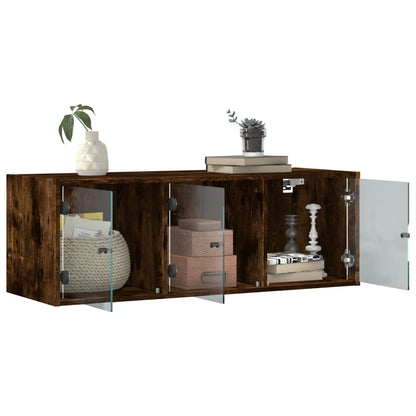 Mobile a Muro con Ante in Vetro Rovere Fumo 102x37x35 cm | homemem39