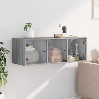 Mobile a Muro con Ante in Vetro Grigio Sonoma 102x37x35 cm | homemem39