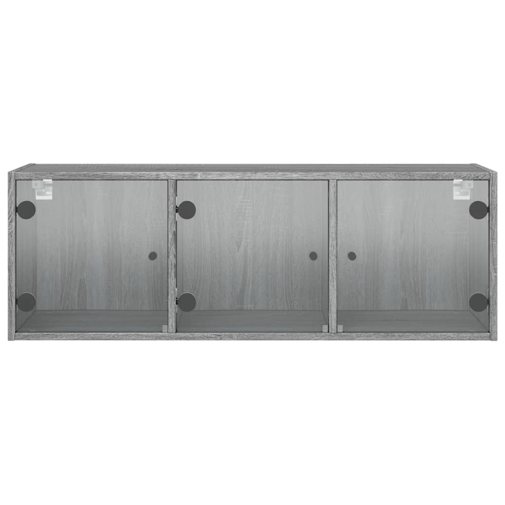 Mobile a Muro con Ante in Vetro Grigio Sonoma 102x37x35 cm | homemem39