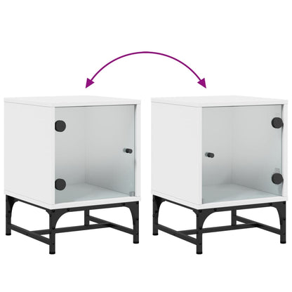 Comodino con Anta in Vetro Bianco 35x37x50 cm - homemem39