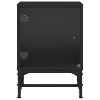 Comodini con Ante in Vetro 2pz Nero 35x37x50 cm - homemem39