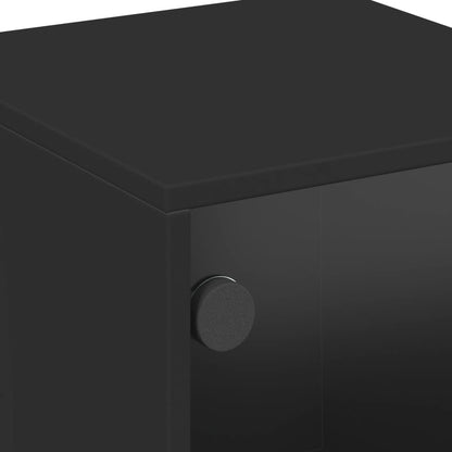 Comodini con Ante in Vetro 2pz Nero 35x37x50 cm - homemem39