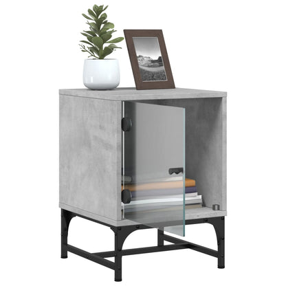 Comodini con Ante in Vetro 2pz Grigio Cemento 35x37x50 cm - homemem39